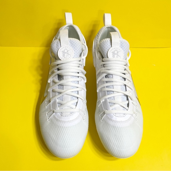 Nike Huarache 9 Elite Low LAX FG Cleats Size 10 White Metallic Gold FB1296-100 - Picture 2 of 7